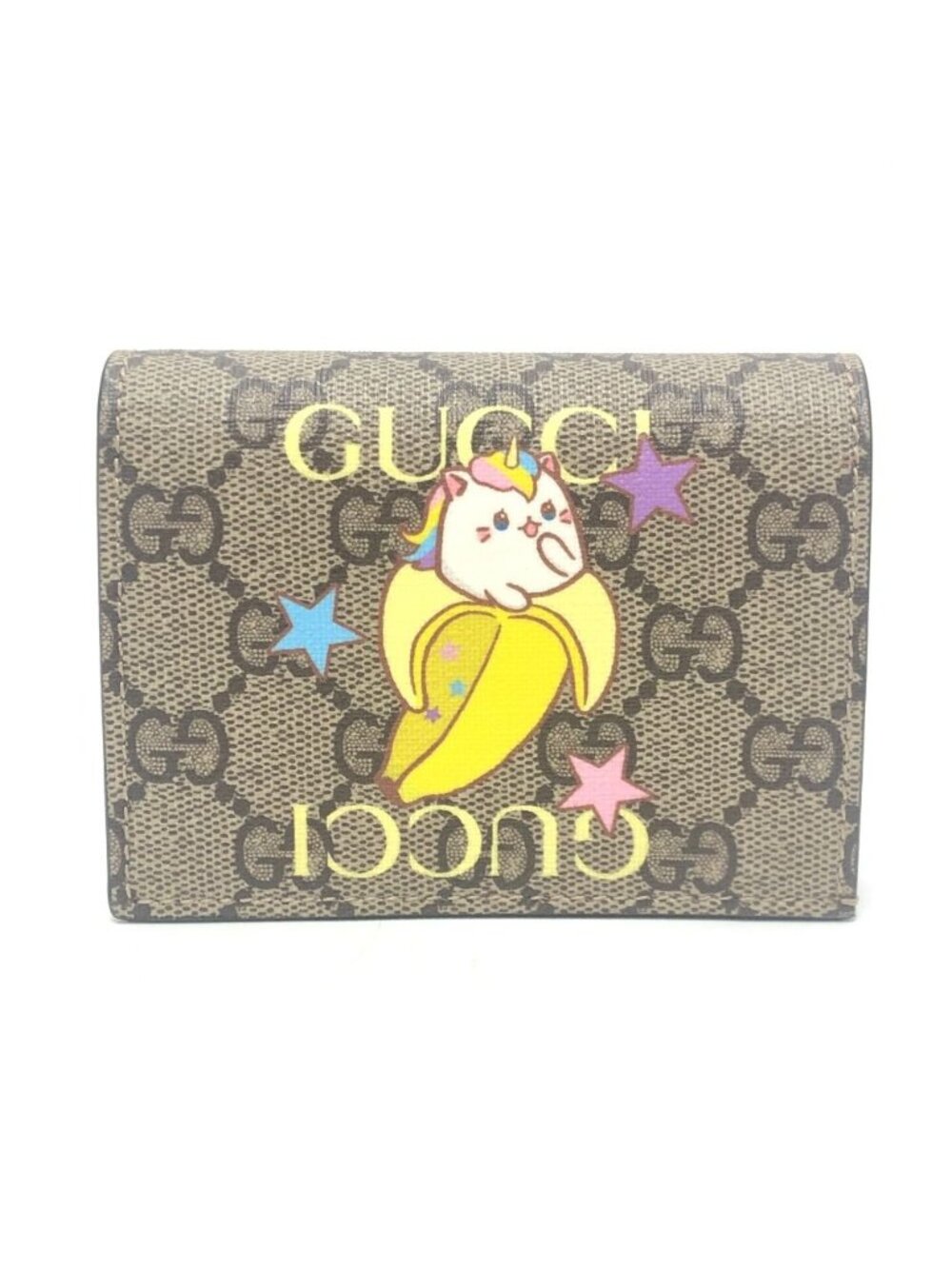 Gucci Bifold Wallet Bananya Collaboration GG Supreme Canvas Brown